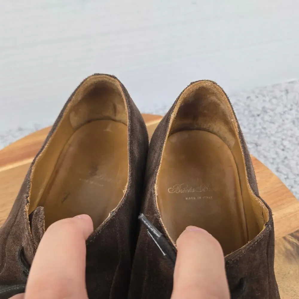 Brooks Brothers Men 10.5D Brown Nubuck Suede Plain Toe Derby Oxford Dress Shoe